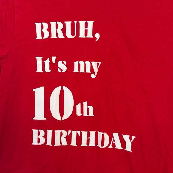 Bruh, It’s My 10th Birthday Boys Red T-shirt - XL 14/16 - 10th Bday Party - Picture 3 of 4
